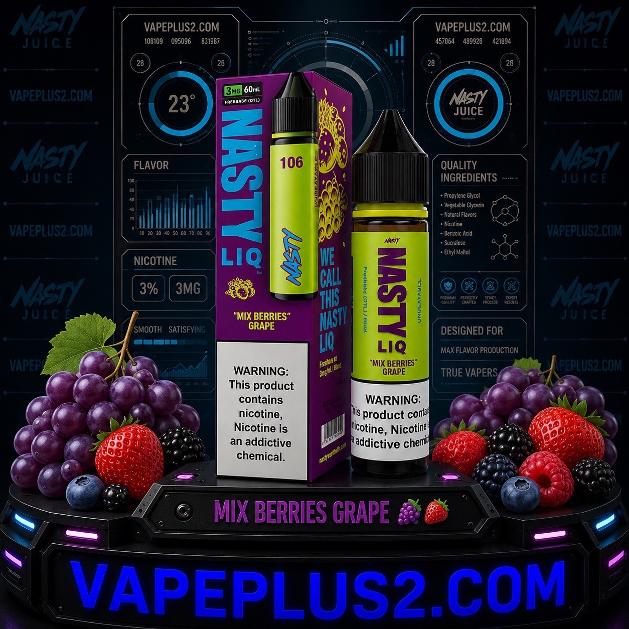 ایجوس میکس بری انگور نستی | NASTY LIQ MIX BERRIES GRAPE