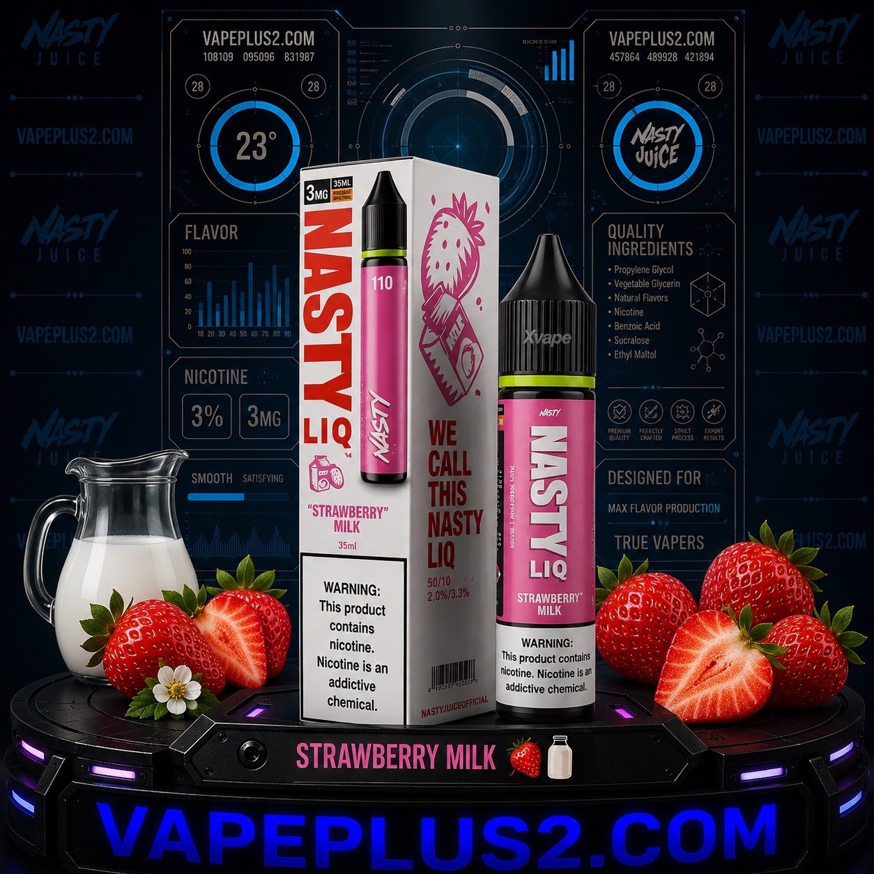 جویس نستی شیر توت فرنگی | Nasty LIQ strawberry milk