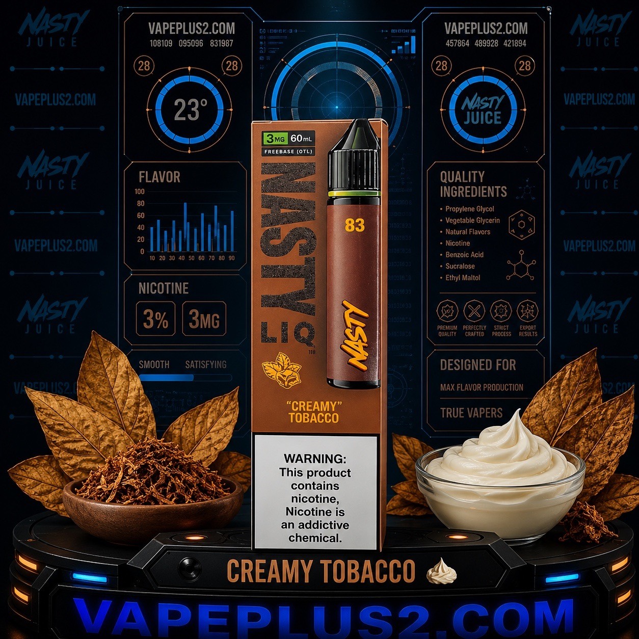 جویس تنباکو خامه نستی | Nasty LIQ 83 Creamy Tobacco