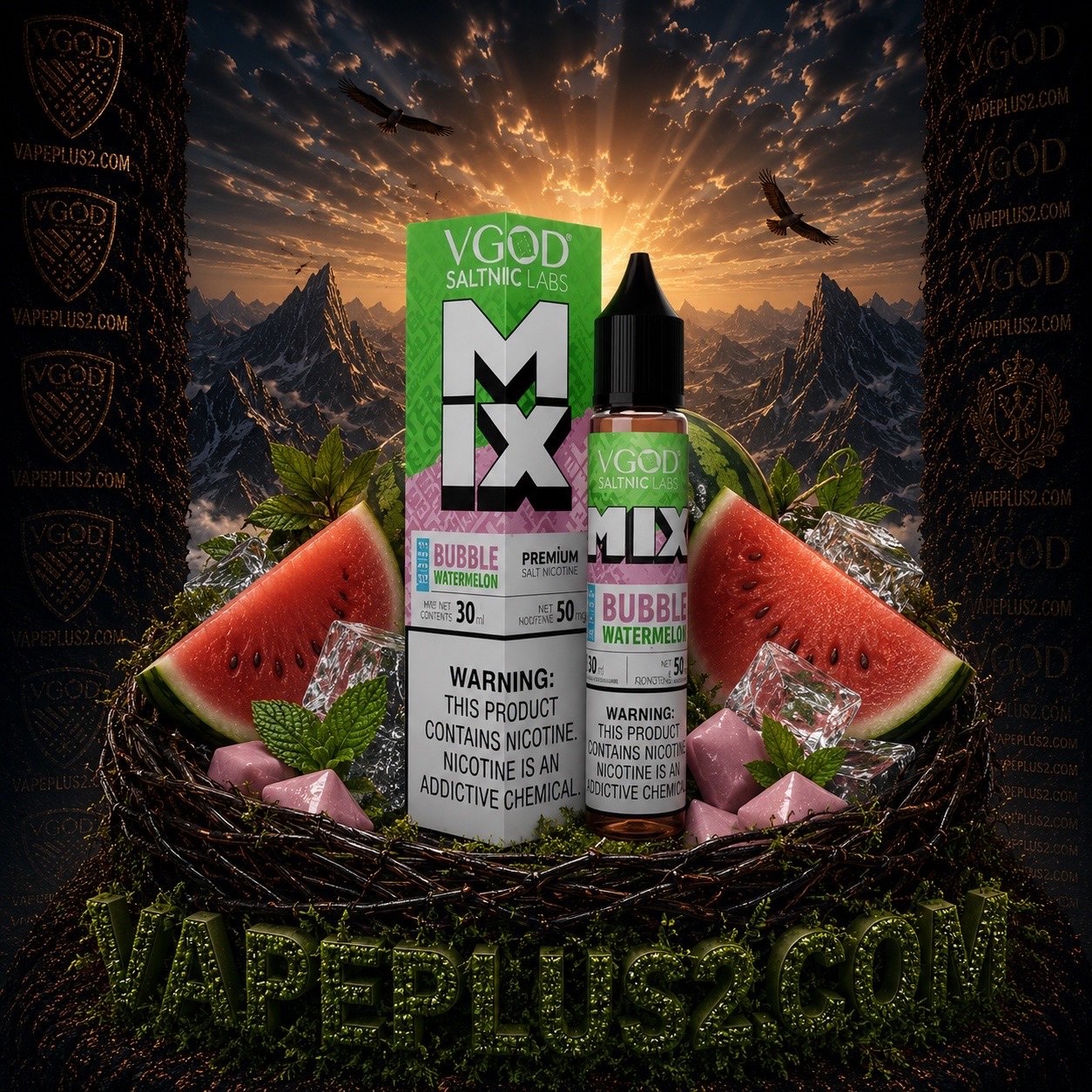 سالت نیکوتین آدامس هندوانه یخ ویگاد | VGOD Mix Bubble Watermelon Iced