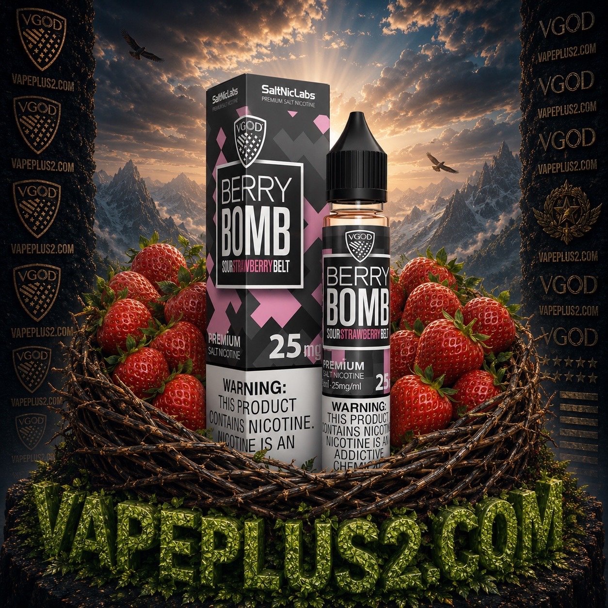 نیکوتین سالت بمب توت فرنگی یخ ویگاد | VGOD BERRY BOMB ICE