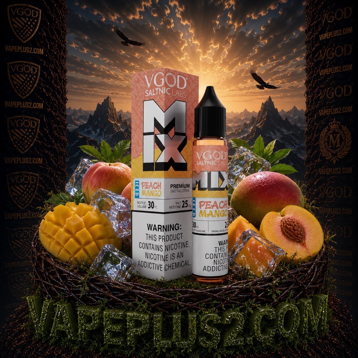 سالت نیکوتین هلو انبه یخ ویگاد | VGOD Mix Iced Peach Mango Salt