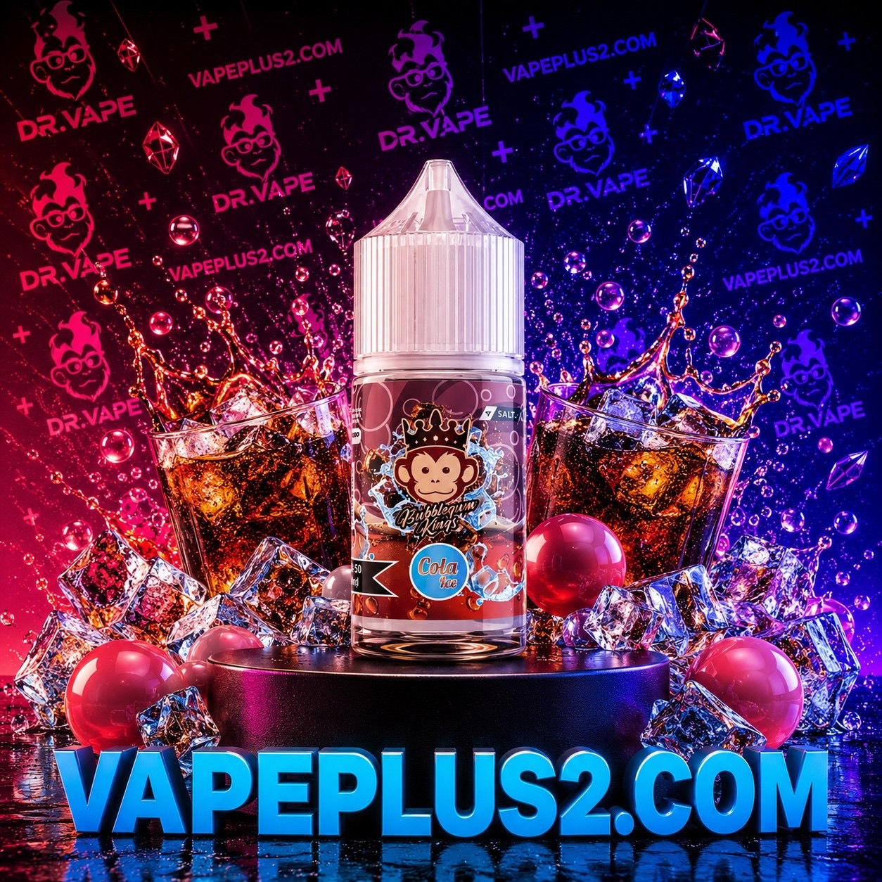 نیکوتین سالت آدامس بادکنکی کولا یخ | DR.VAPES BUBBLEGUM KINGS COLA ICE 30ML