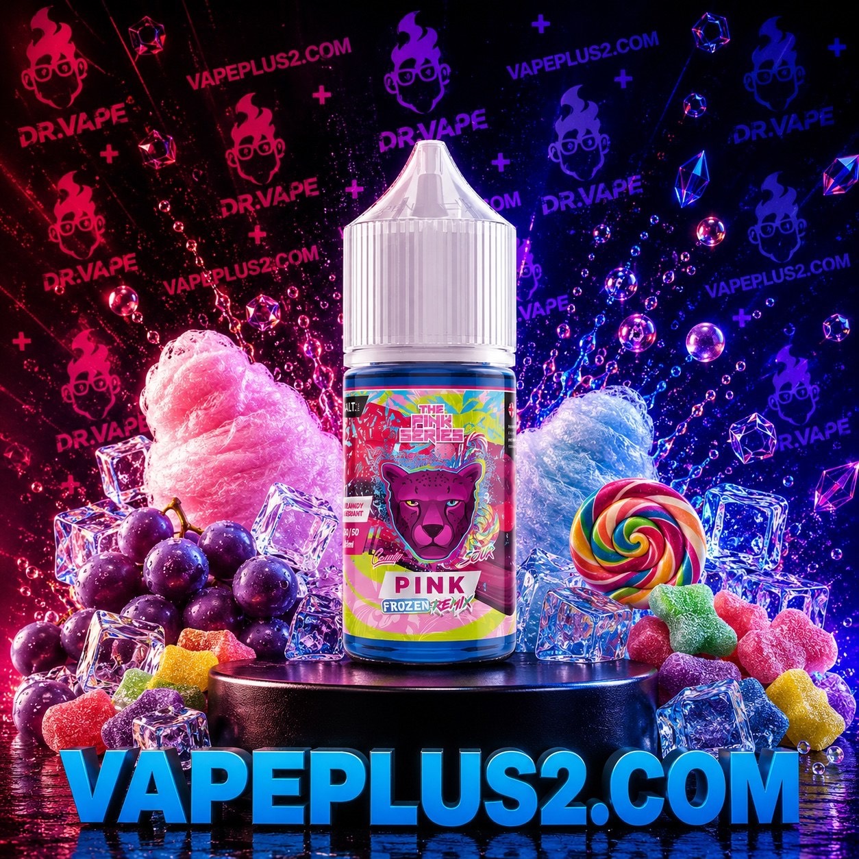 سالت نیکوتین آبنبات و انگور فرنگی یخ دکتر ویپز | Dr Vapes Pink Frozen Remix