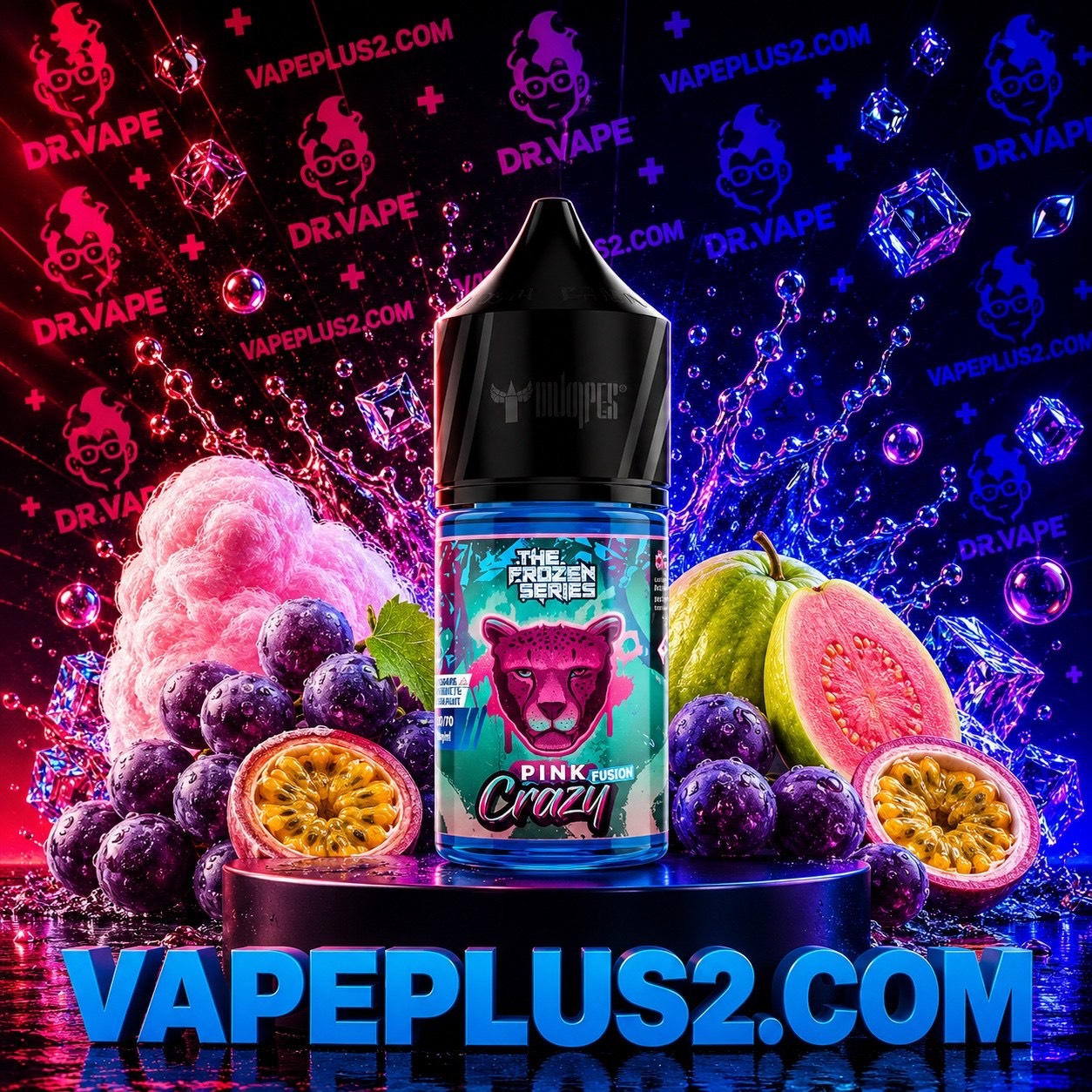 سالت نیکوتین پینک کریزی انگور گواوا پشن یخ دکتر ویپ | Dr Vapes FROZEN PINK CRAZY