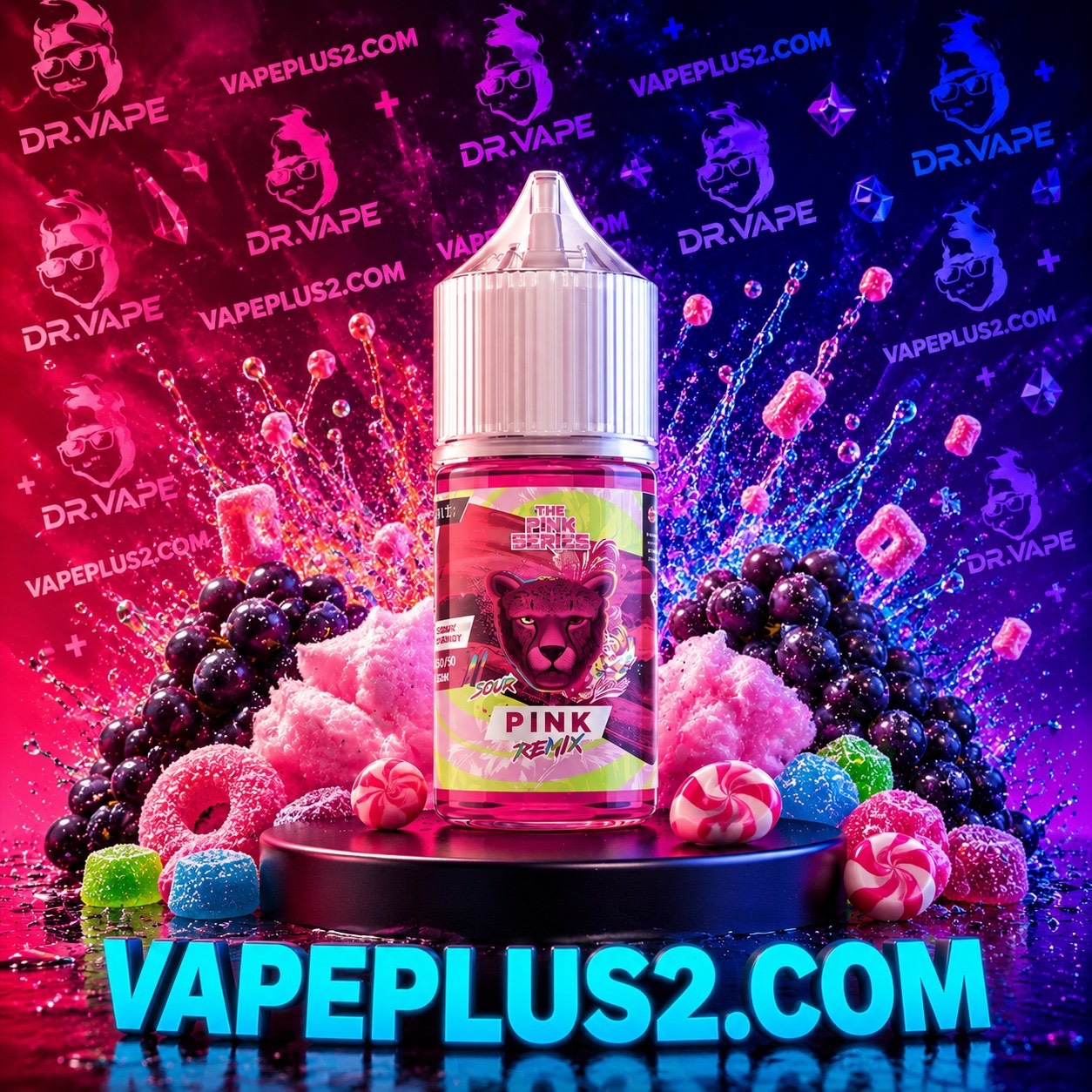 نیکوتین سالت آبنبات ترش انگور فرنگی و پشمک | DR.VAPES PINK REMIX